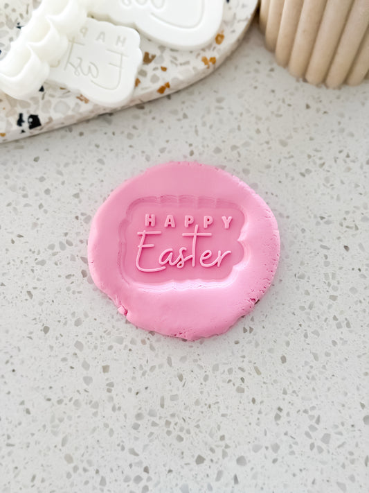 Mini Happy Easter (Cursive) Stamp & Cutter - Perfect for Fondant & Sugar Cookies