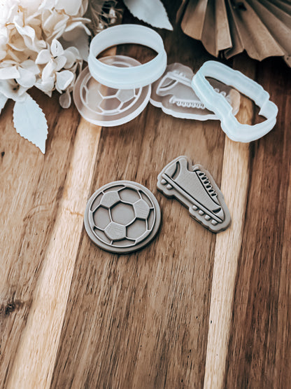 Mini Soccer Ball & Boot Cookie Stamp & Cutter - Fondant & Sugar Cookies