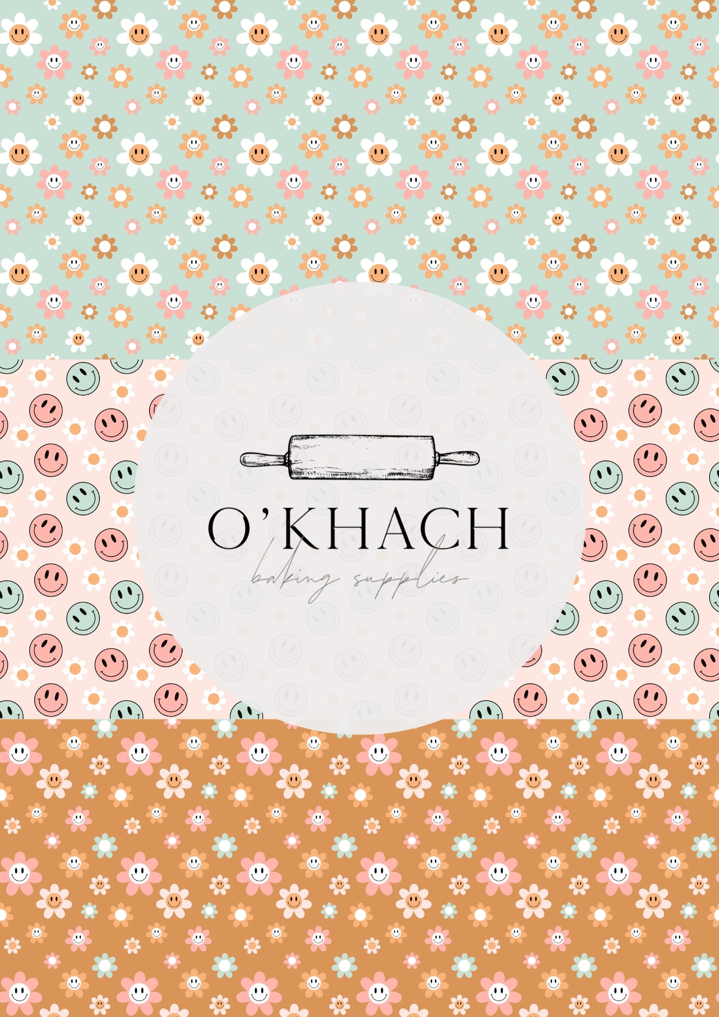 Retro Happy Pattern No.13 - Edible Image - O'Khach Baking Supplies