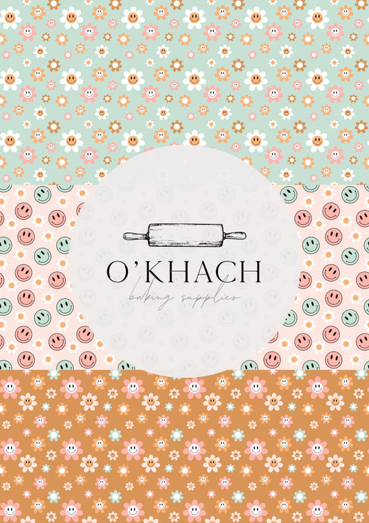 Retro Happy Pattern No.13 - Edible Image - O'Khach Baking Supplies