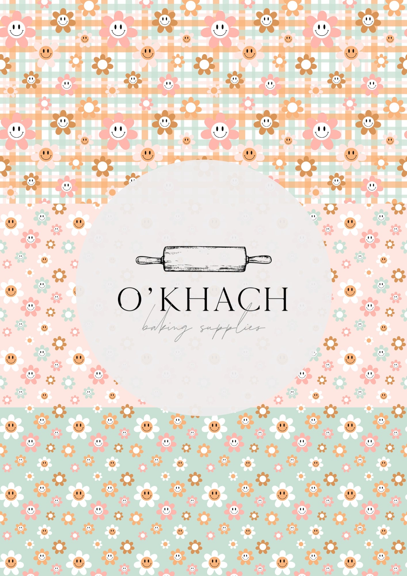 Retro Happy Pattern No.19 - Edible Image - O'Khach Baking Supplies