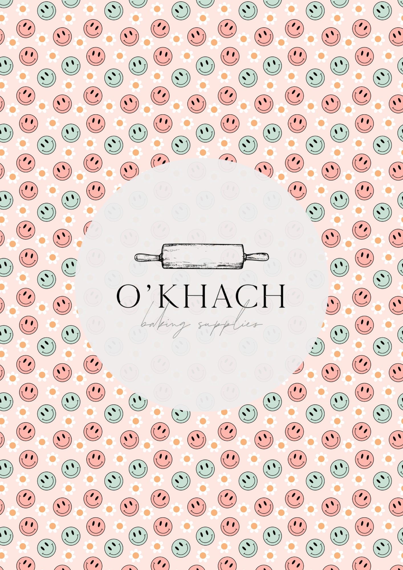 Retro Happy Pattern No.2 - Edible Image - O'Khach Baking Supplies