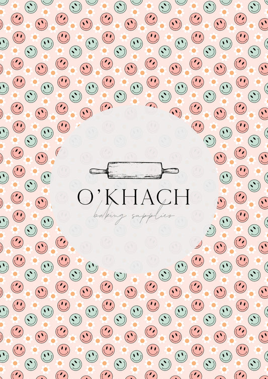 Retro Happy Pattern No.2 - Edible Image - O'Khach Baking Supplies