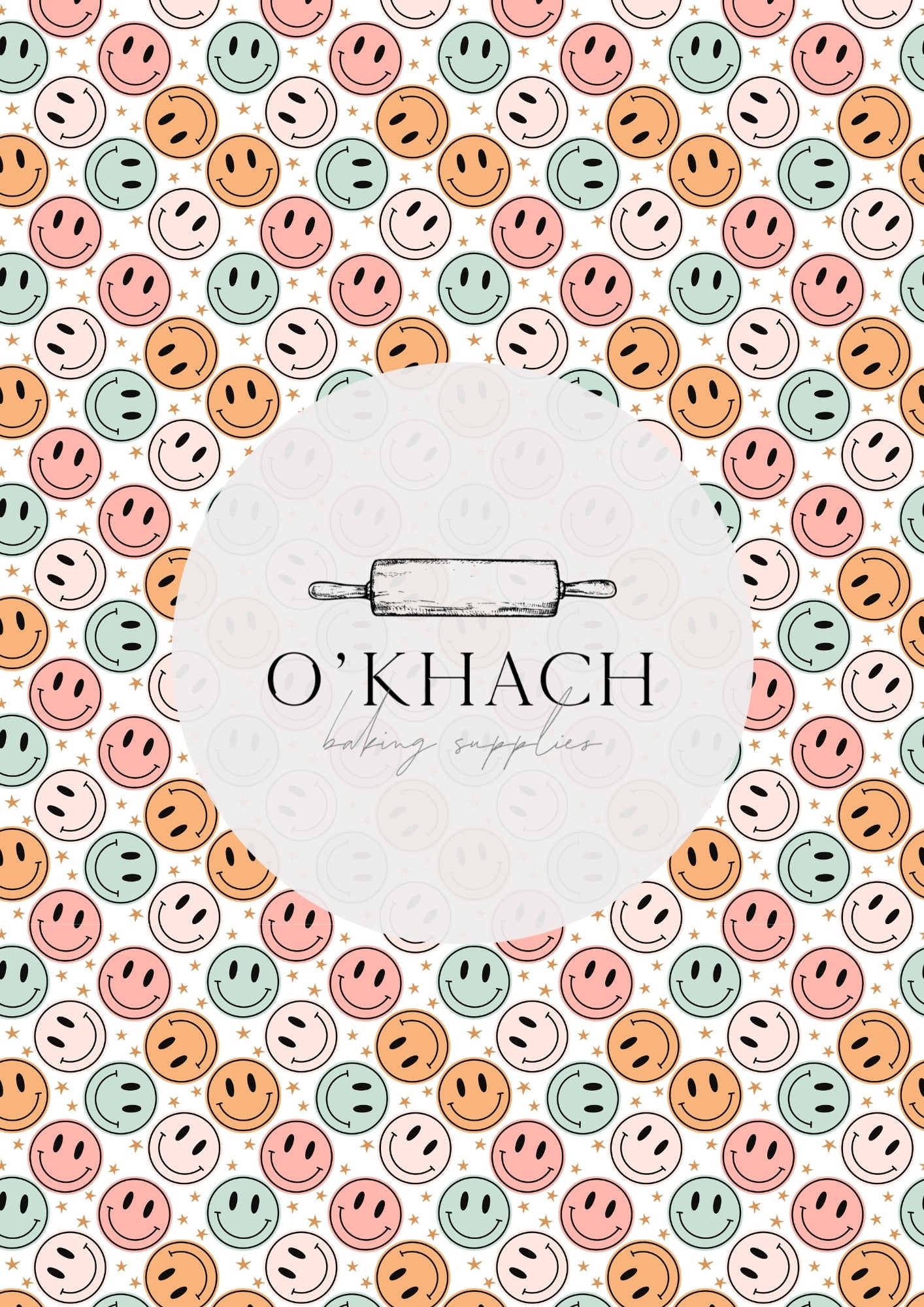 Retro Happy Pattern No.5 - Edible Image - O'Khach Baking Supplies