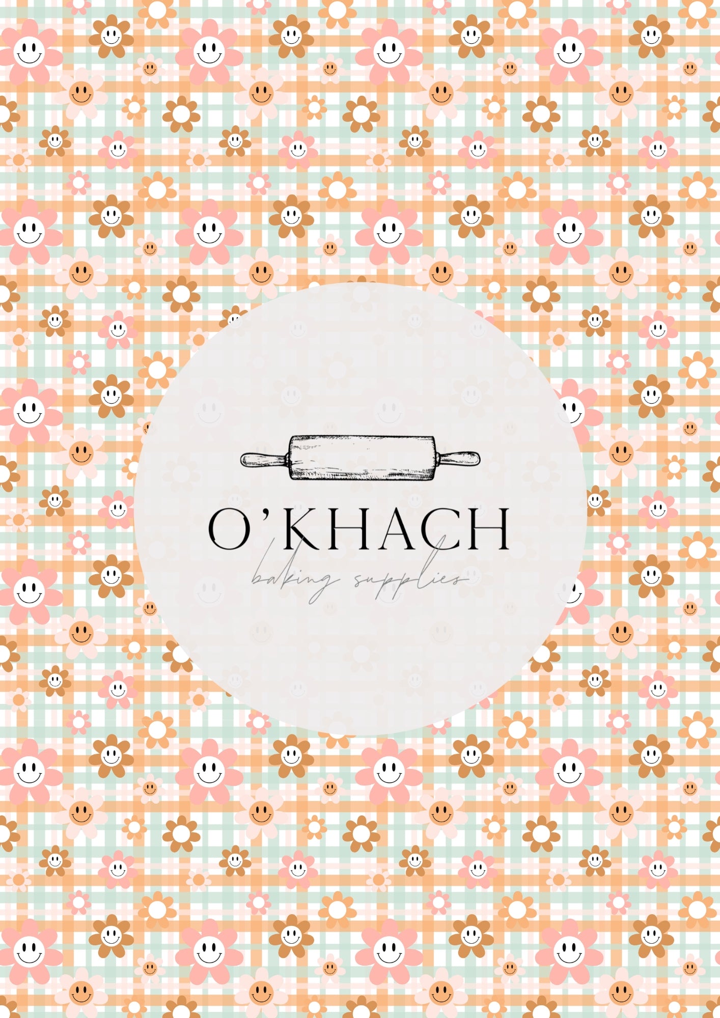 Retro Happy Pattern No.8 - Edible Image - O'Khach Baking Supplies