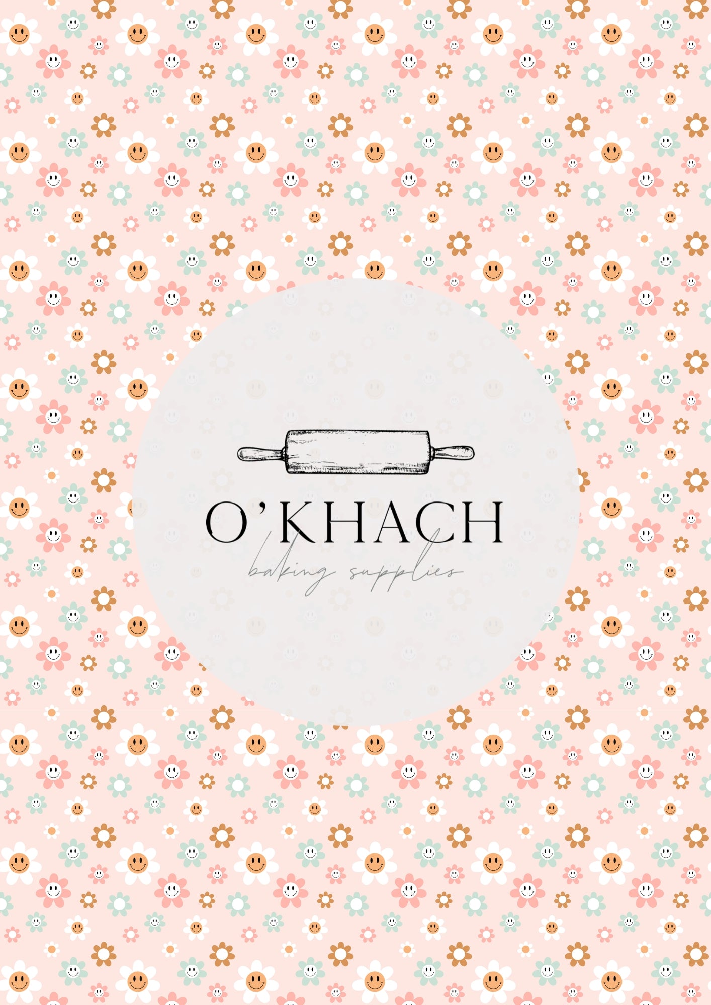 Retro Happy Pattern No.9 - Edible Image - O'Khach Baking Supplies