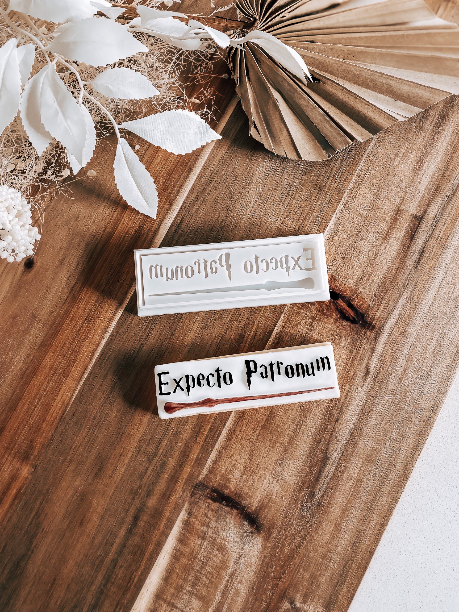 Spellbound Script with Wand - Cookie Stamp and Cutter - Fondant & Sugar Cookies