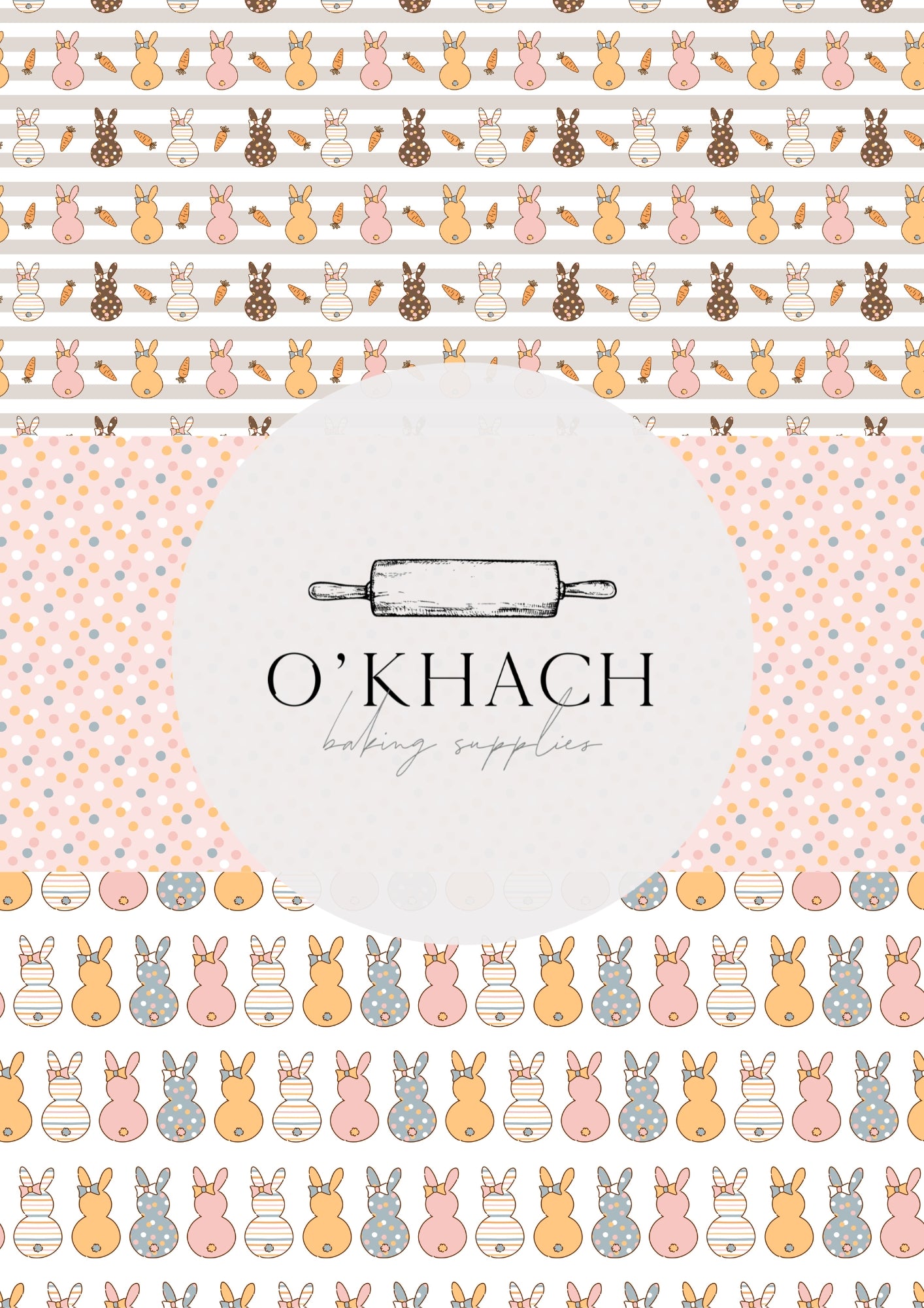 Spring Bunny Pattern No.13 - Edible Image - O'Khach Baking Supplies