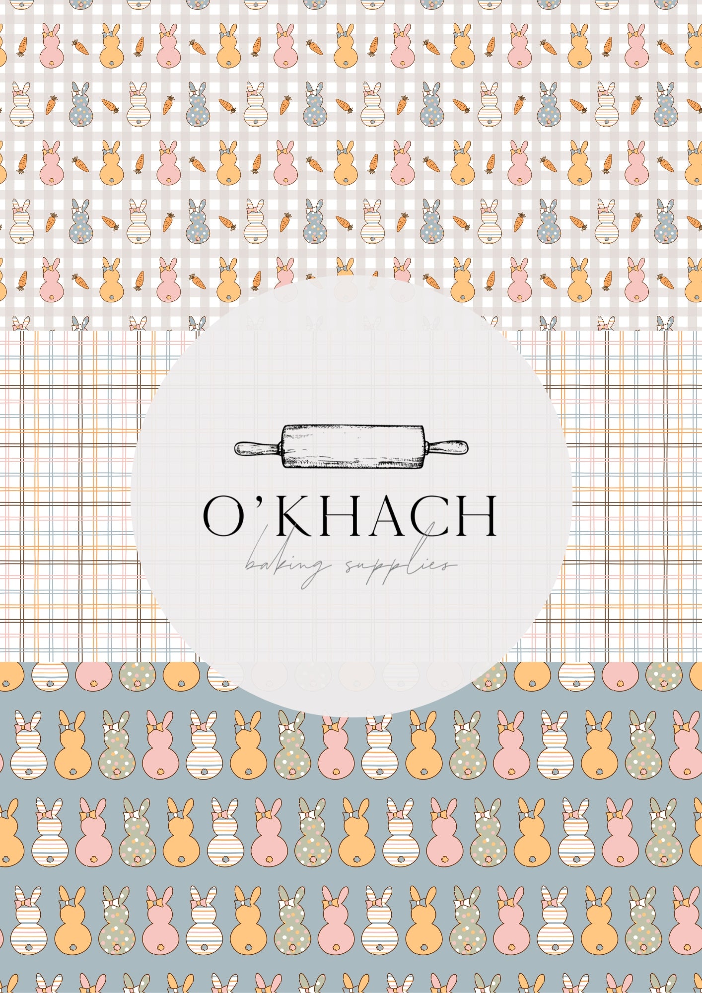 Spring Bunny Pattern No.15 - Edible Image - O'Khach Baking Supplies