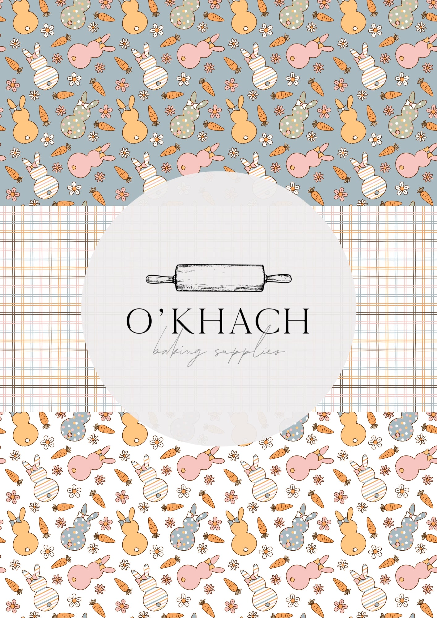 Spring Bunny Pattern No.18 - Edible Image - O'Khach Baking Supplies