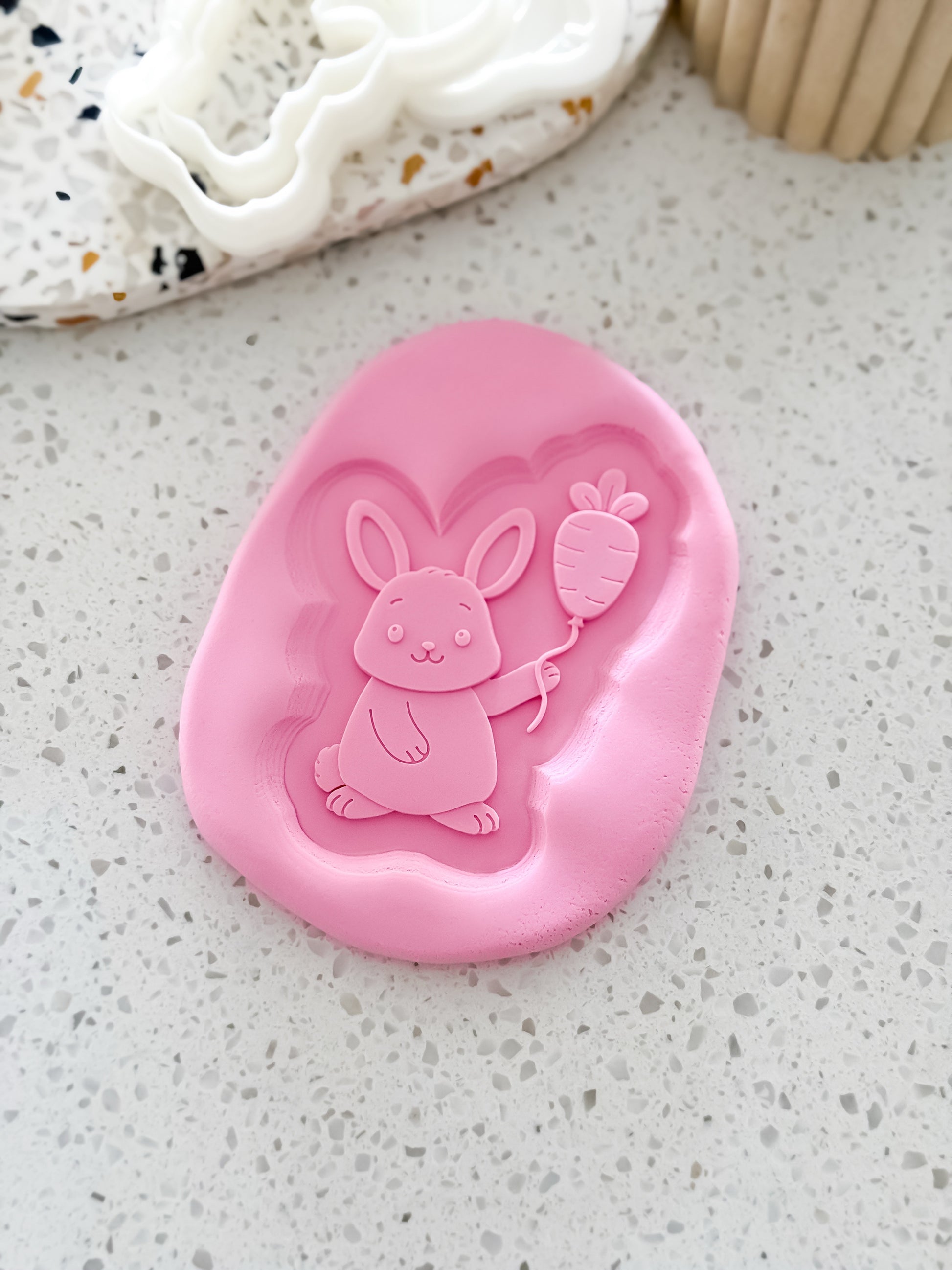 Sunny Bunny (Carrot Balloon) Stamp & Cutter - Perfect for Fondant & Sugar Cookies