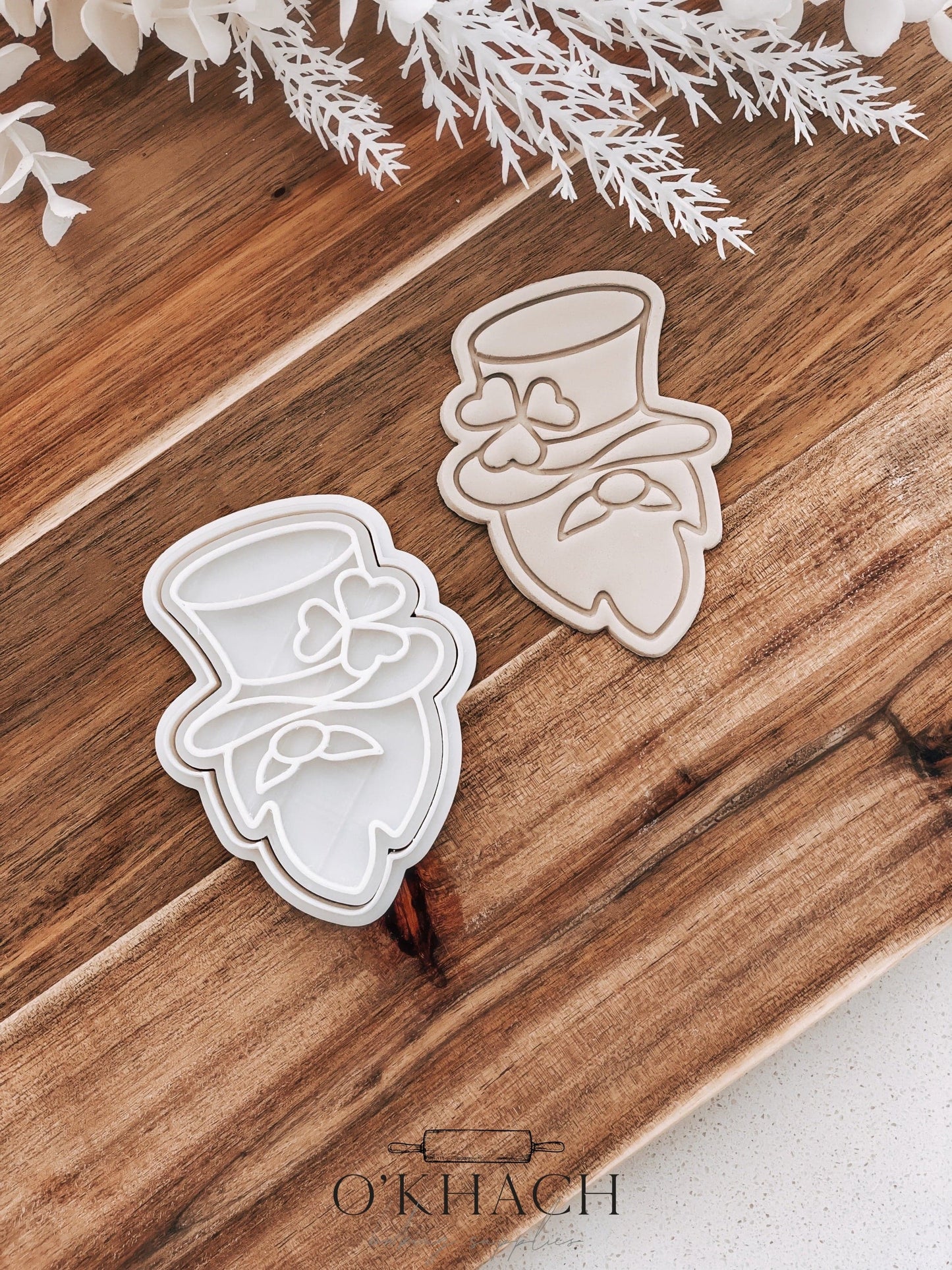 Bearded Leprechaun Cookie Stamp and Cutter - O'Khach Baking Supplies