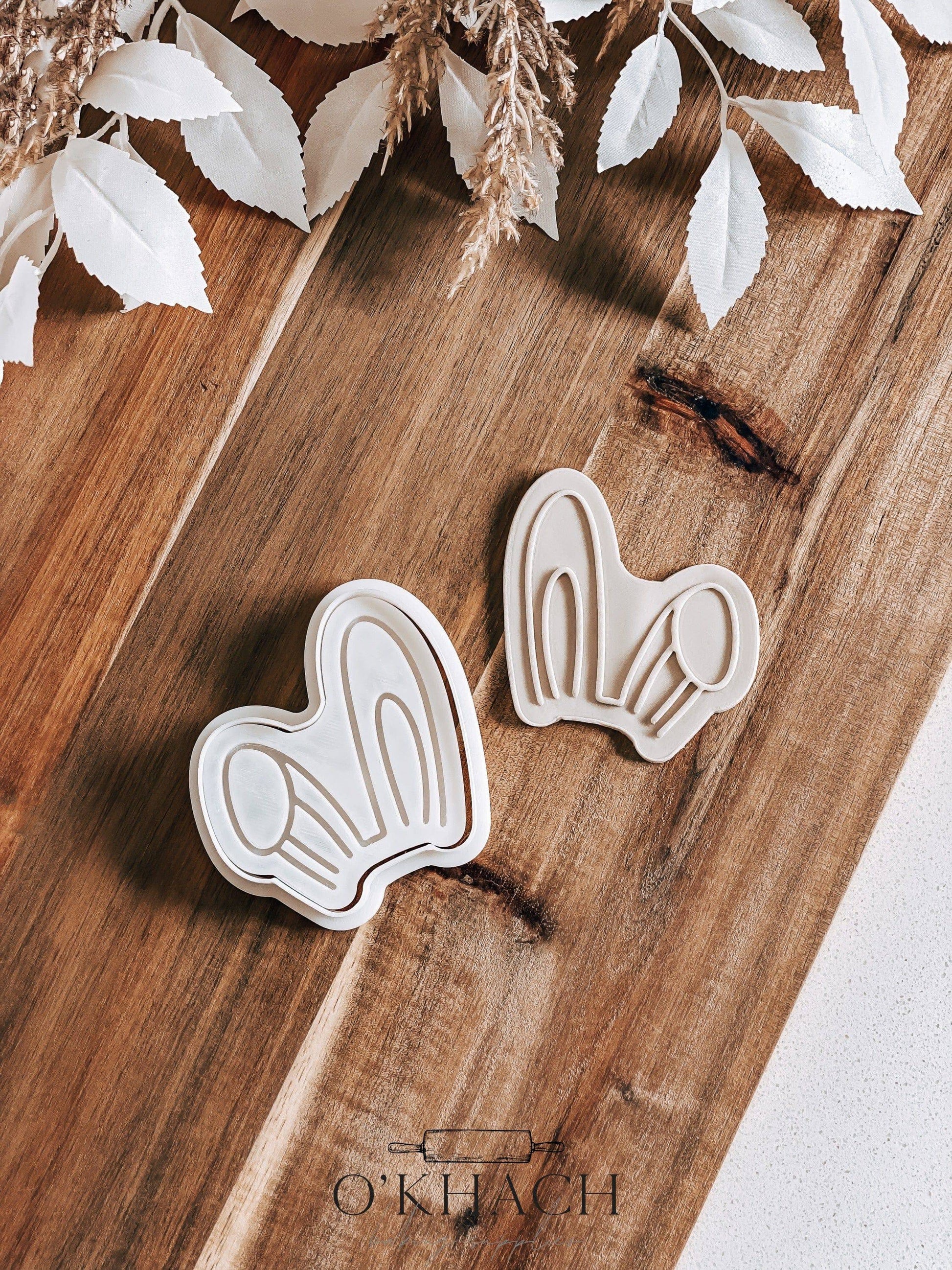 Bunny Ears 'Up' Cookie Stamp and Cutter - O'Khach Baking Supplies