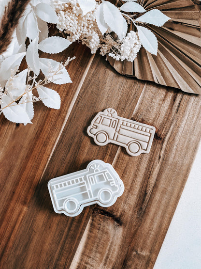 Fire Truck Cookie  Cutter and Stamp - O'Khach Baking Supplies