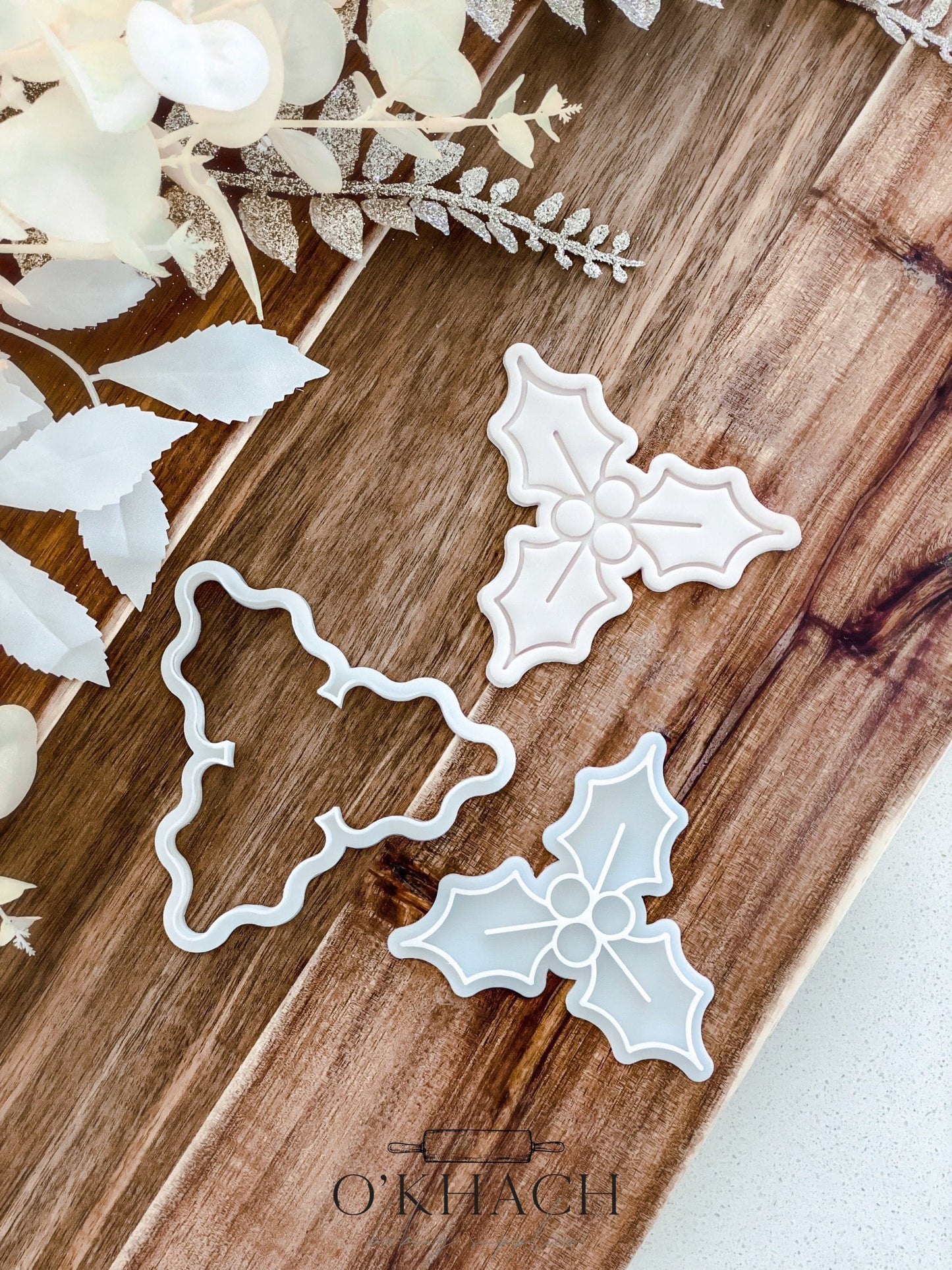 Holly (Mistletoe) - Cookie Stamp and Cutter - Fondant & Sugar Cookies