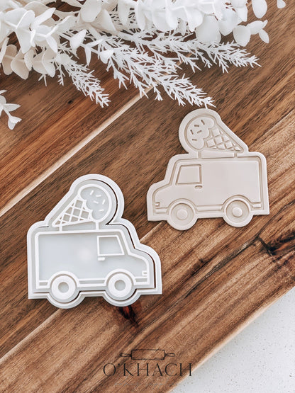 Ice Cream Truck - Cookie Stamp and Cutter - Ideal for Fondant & Sugar Cookies