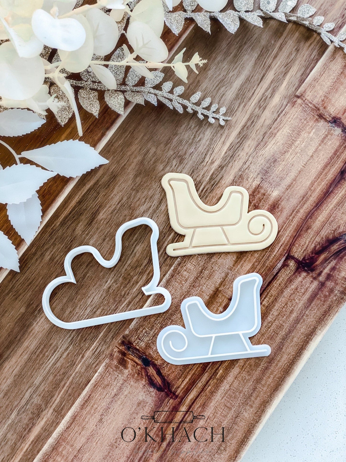 Simple Sleigh - Cookie Stamp and Cutter - Fondant & Sugar Cookies