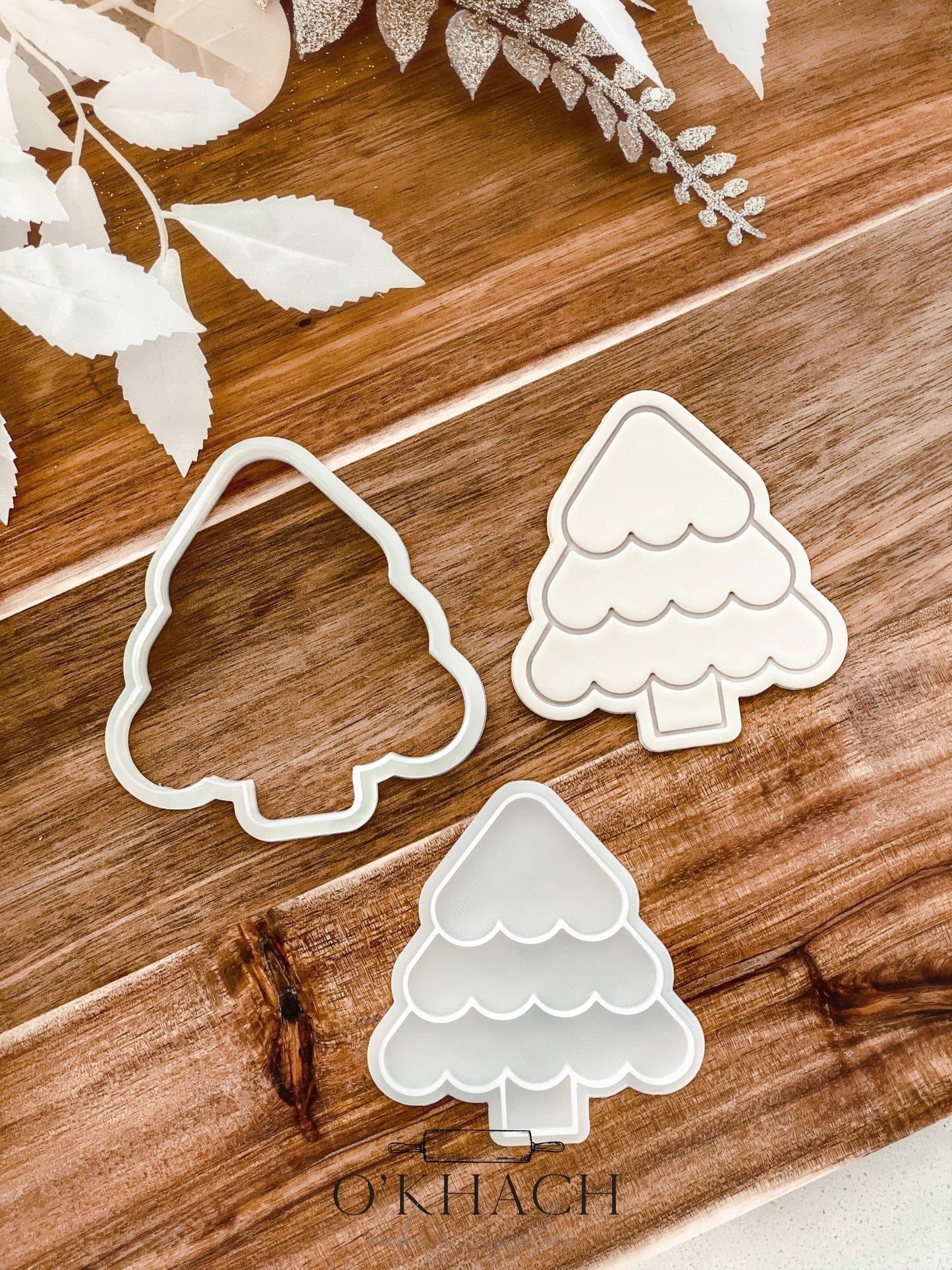 Snow Christmas Tree - Cookie Stamp and Cutter - Fondant & Sugar Cookies