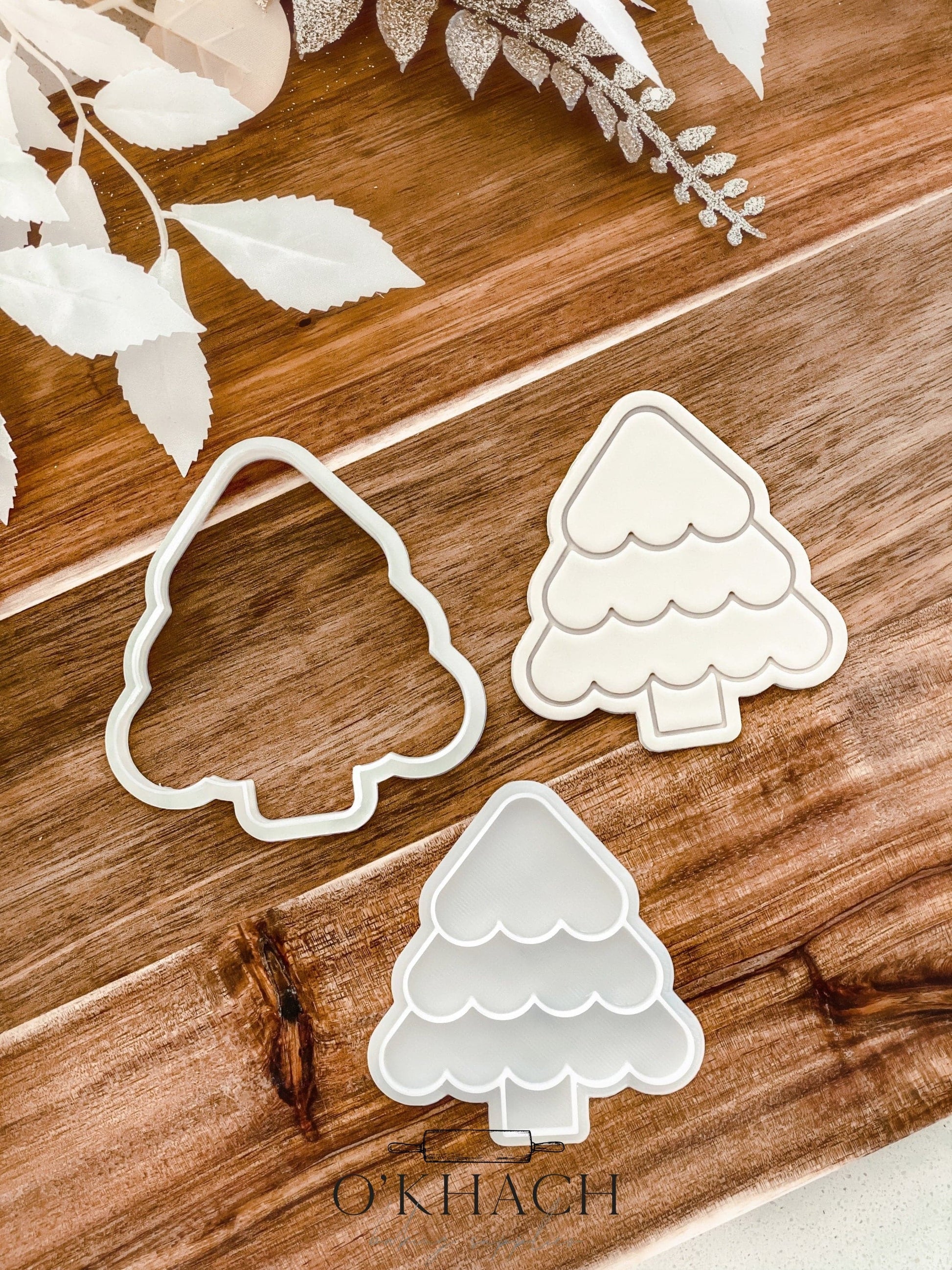 Snow Christmas Tree - Cookie Stamp and Cutter - Fondant & Sugar Cookies