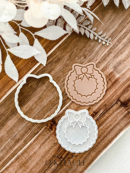 Wreath - Cookie Stamp and Cutter - Ideal for Fondant & Sugar Cookies