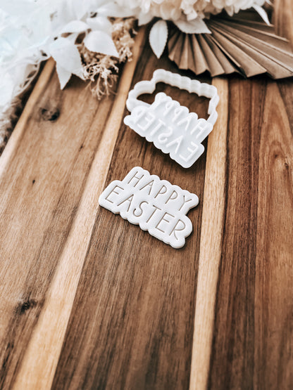 Happy Easter (Funky) Cookie Stamp & Cutter - Premium acrylic stamp from O'Khach Baking Supplies - Just $18.99! Shop now at O'Khach Baking Supplies