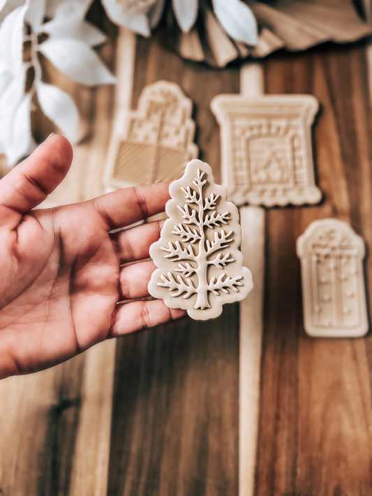 Christmas Tree 'UP' - Cookie Stamp & Cutter - Fondant & Sugar Cookies