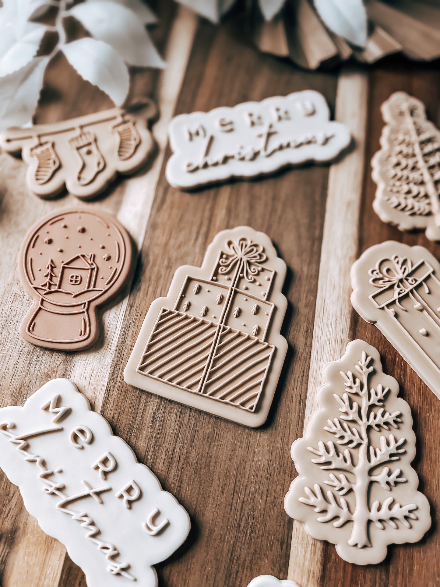 Snowy Christmas Tree 'UP' - Cookie Stamp & Cutter - Fondant & Sugar Cookies