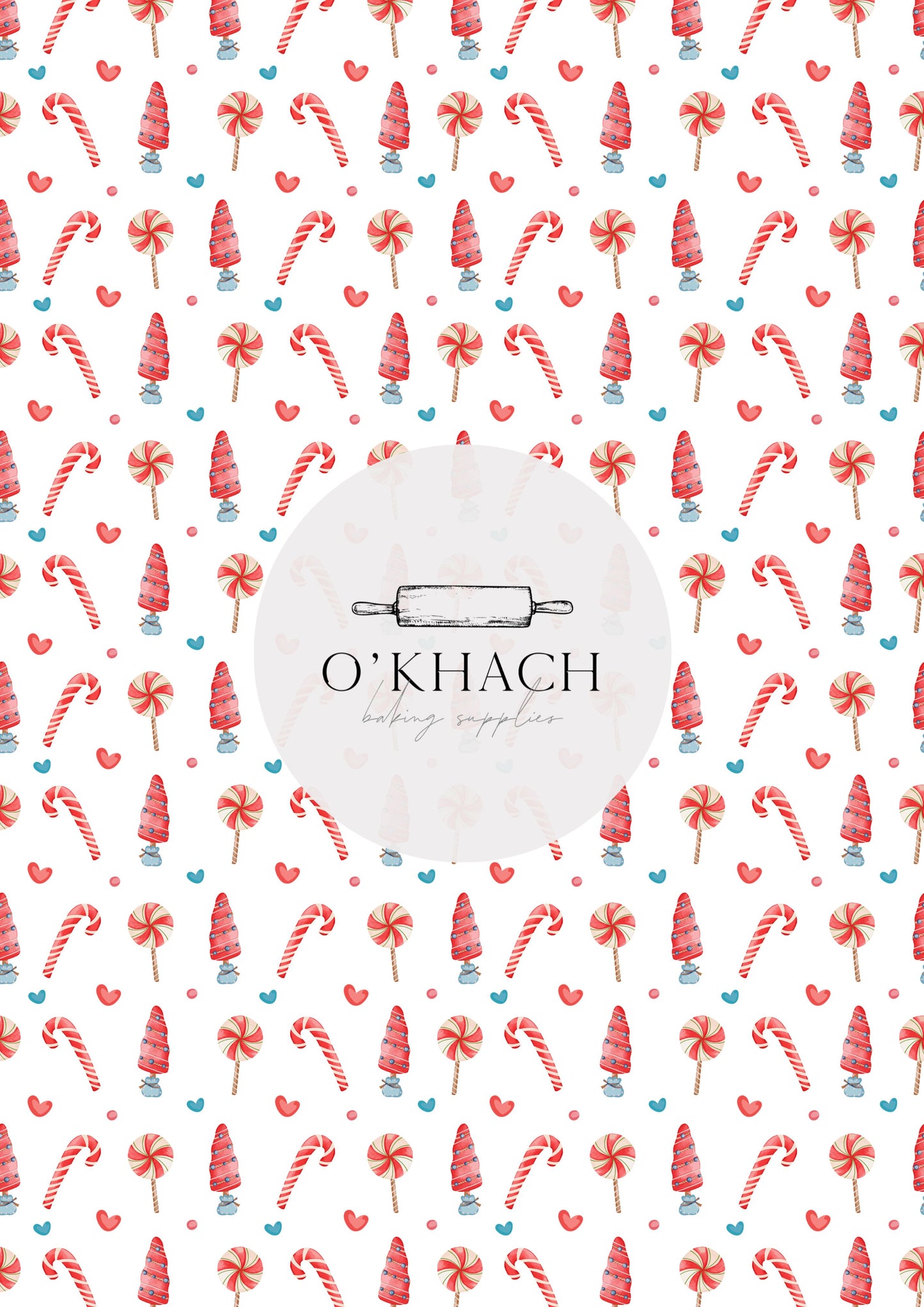 Candy Canes & Tree's Watercolour Pattern - Edible Image - Premium Edible Image from O'Khach Baking Supplies - Just $16.99! Shop now at O'Khach Baking Supplies