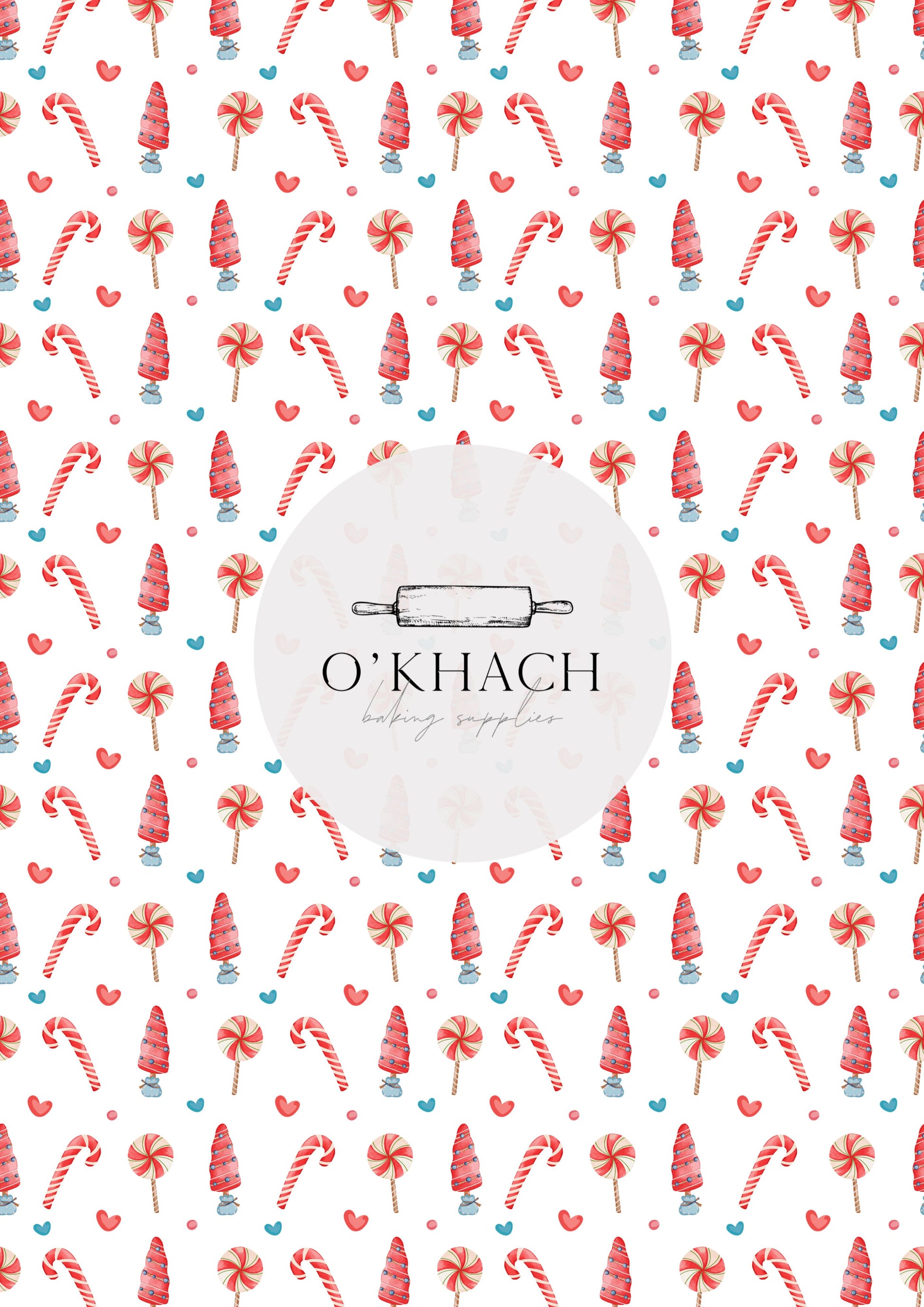 Candy Canes & Tree's Watercolour Pattern - Edible Image - Premium Edible Image from O'Khach Baking Supplies - Just $16.99! Shop now at O'Khach Baking Supplies