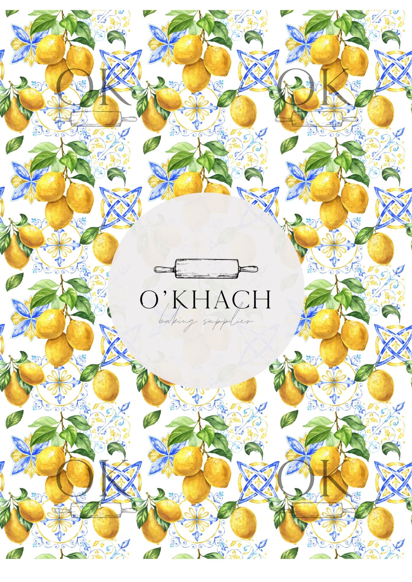 Positano & Lemon Details Pattern No.14 - Edible Image - Premium Edible Image from O'Khach Baking Supplies - Just $16.99! Shop now at O'Khach Baking Supplies