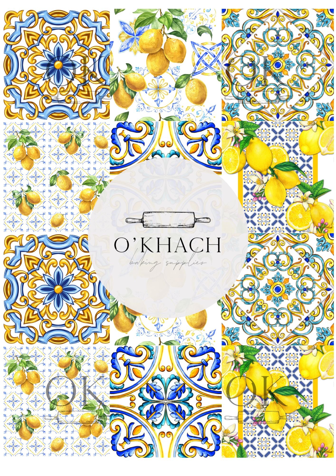 Positano & Lemon Details Pattern No.21 - Edible Image - Premium Edible Image from O'Khach Baking Supplies - Just $16.99! Shop now at O'Khach Baking Supplies