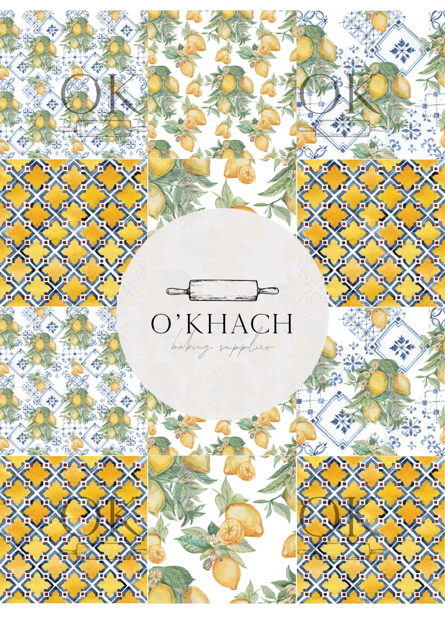 Positano & Lemon Details Pattern No.24 - Edible Image - Premium Edible Image from O'Khach Baking Supplies - Just $16.99! Shop now at O'Khach Baking Supplies